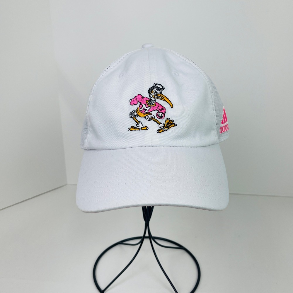 Miami Hurricanes Adidas Hat Womens OSFM Sebastian Ibis White Pink NCAA Football